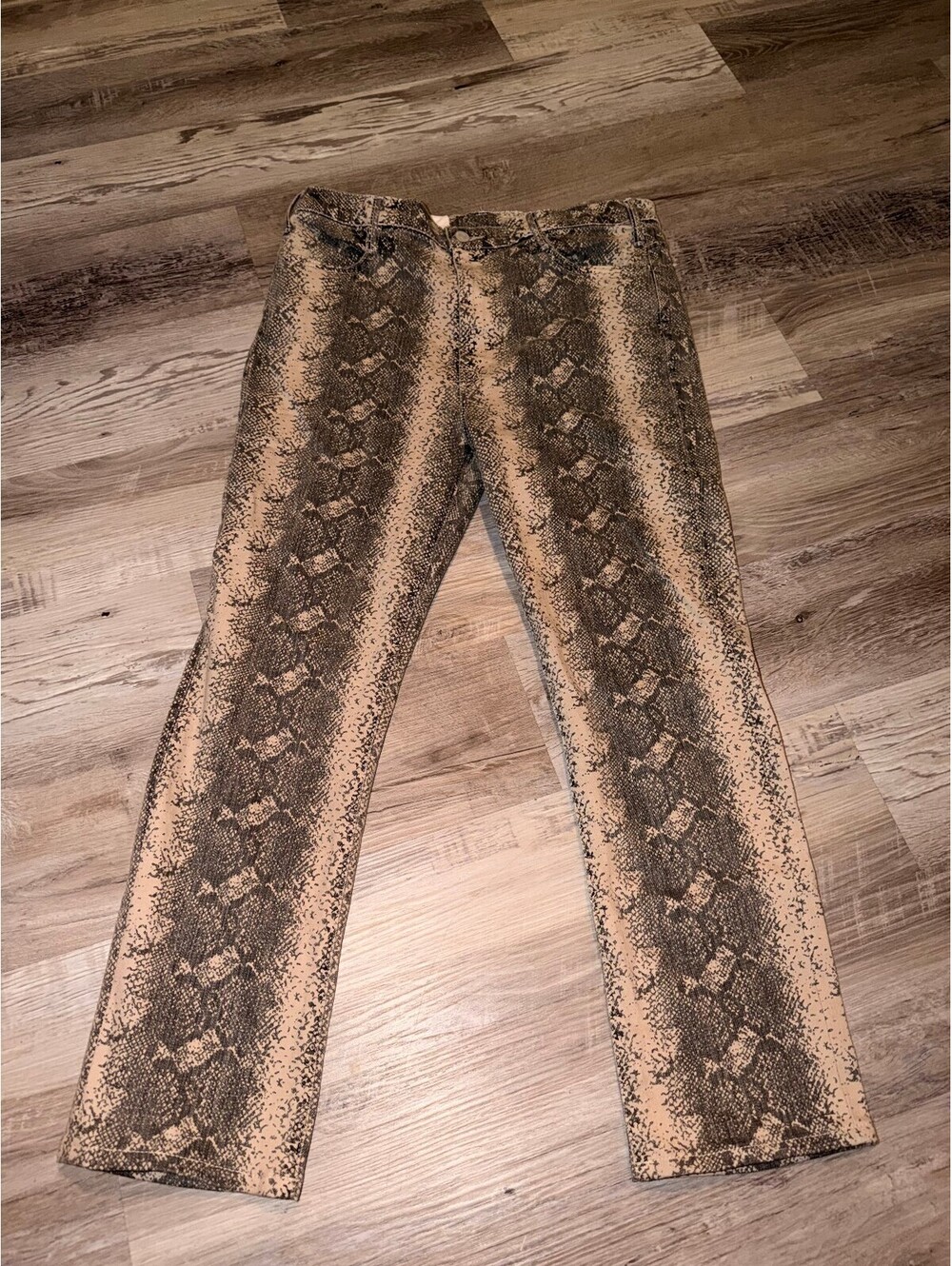 Mother Hustler Flood Jean Size 33 Boa Babe Denim Snakeskin High Rise Crop Ankle